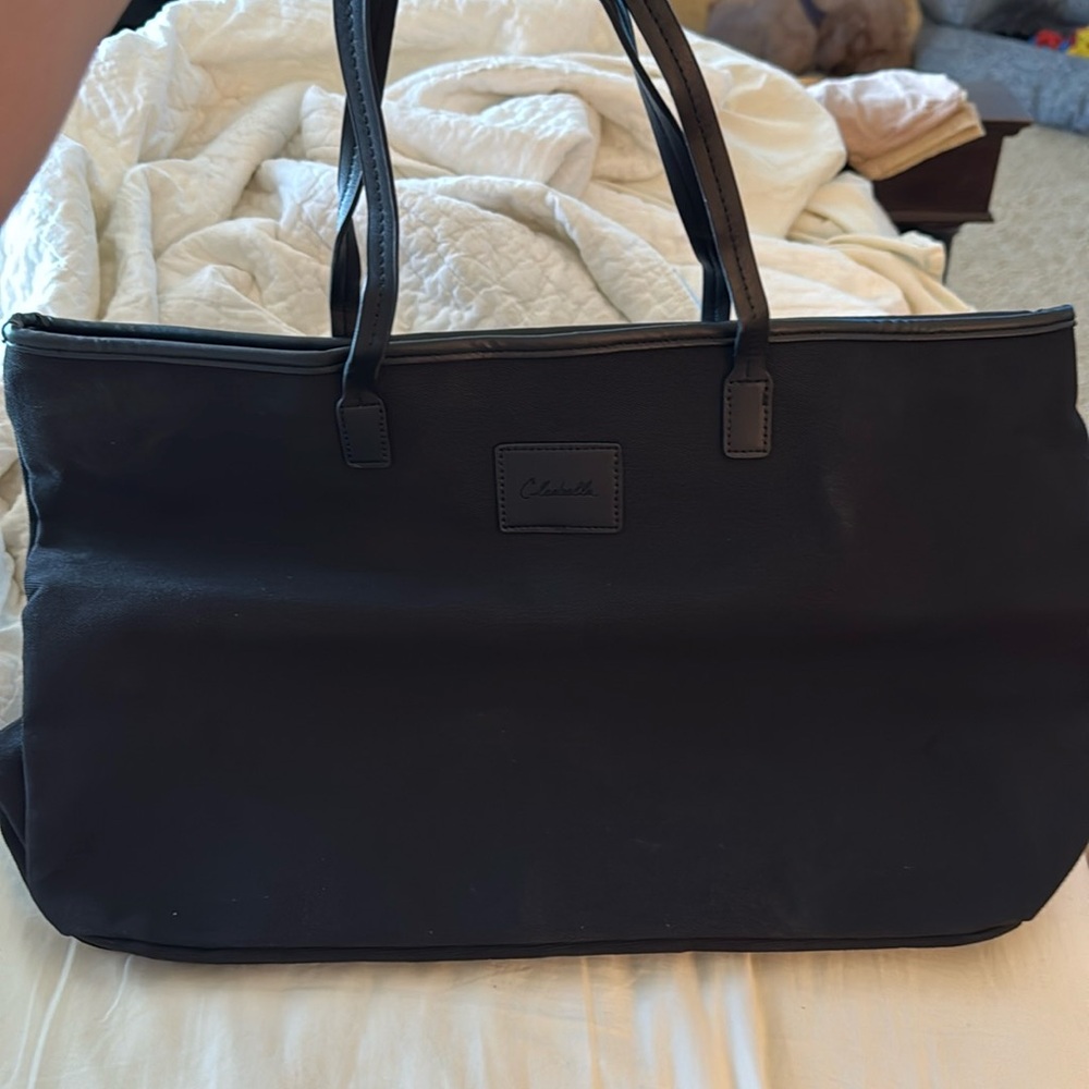 CLEOBELLA Large Canvas Tote in Black with Vegan leather trim